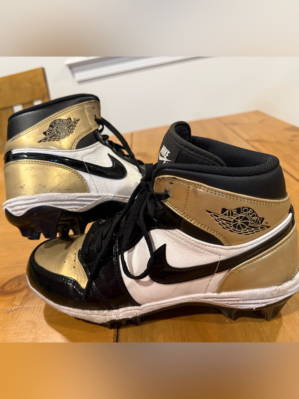 Air Jordan Nike Gold, Black & White Cleats